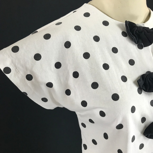 ❗️SOLD❗️80s/90s Cropped Polka Dot Top - Picture 3 of 8
